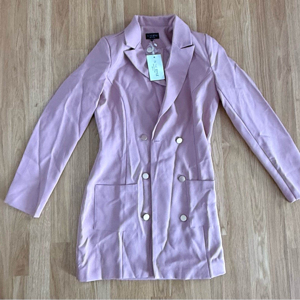 NEW In The Style Light Pink Double-Breasted Blazer - Size 10